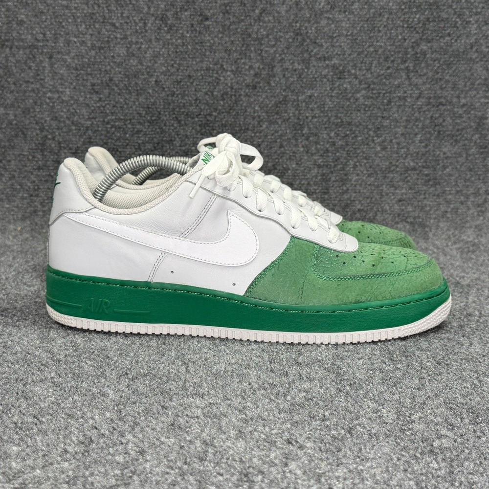 Nike Air Force 1 Low Shoes Men's 12.5 Gray Cement Green Athletic Retro Sneakers